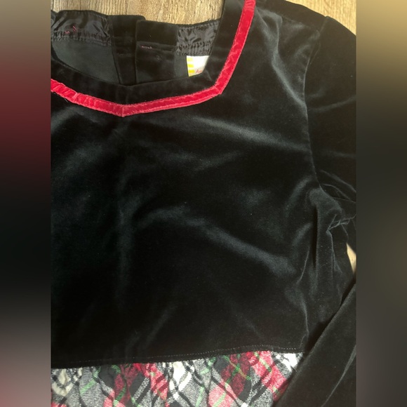 Hanna Andersson Black Red Velour Flannel Plaid Dress Sz 8 130 Holiday Christmas - Picture 3 of 7
